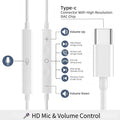 5-Pack USB-C Wired Earphones with Microphone & Volume Control, Compatible with Multiple Devices (1.2M/4Ft)