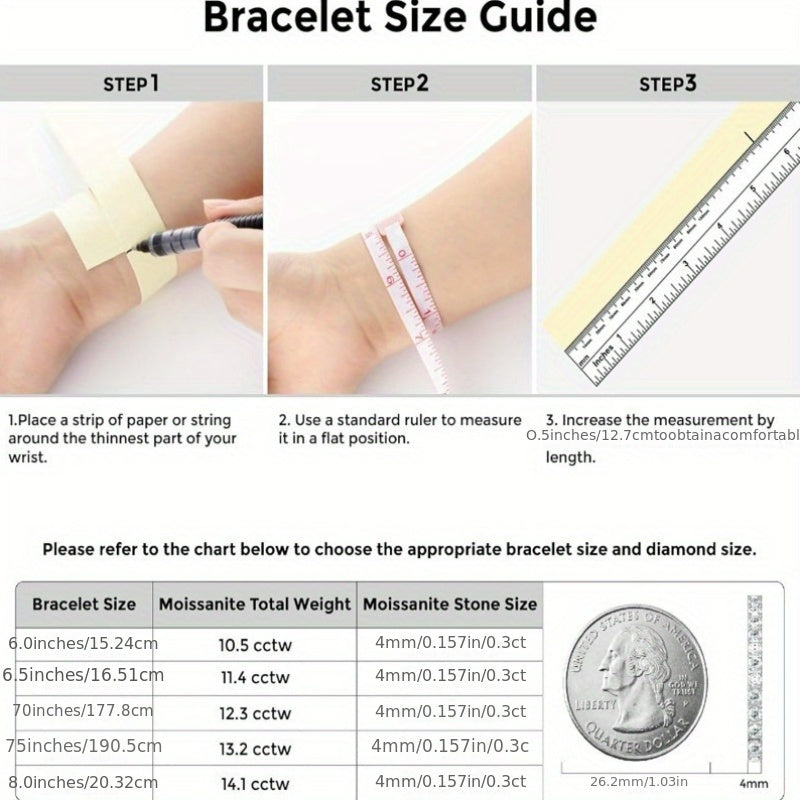 Elegant Luxury Moissanite Tennis Bracelet, 18K White Golden Plated 925 Sterling Silver, Versatile Daily & Party Accessory, All-Season Jewelry