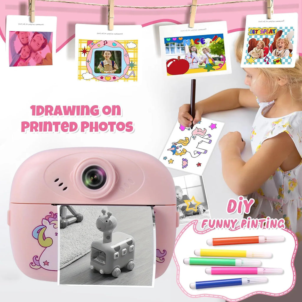 Kids Instant Print Digital CameraLarge Screen Children's Gift Camera,  for One Click Printing of Photos and Children's Toys