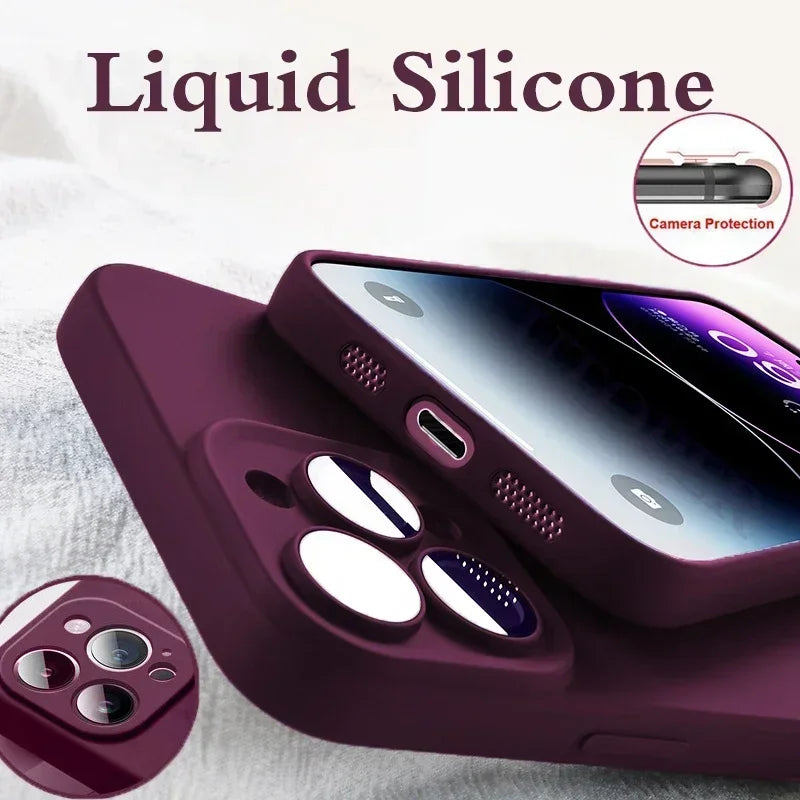Oficjalne etui na telefon iPhone 17 Air 16 15 14 13 11 12 17 Pro Max Plus, silikonowe, jednokolorowe, chroniące przed upadkiem i uderzeniami