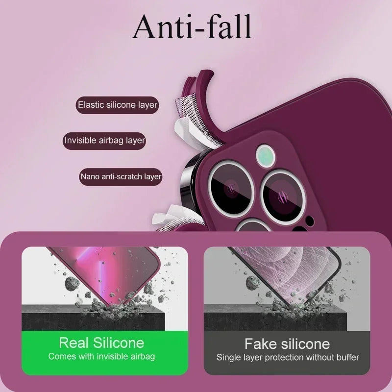 Oficjalne etui na telefon iPhone 17 Air 16 15 14 13 11 12 17 Pro Max Plus, silikonowe, jednokolorowe, chroniące przed upadkiem i uderzeniami