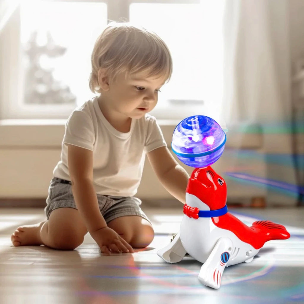 Cute Sea Lion Top Ball Children's Electric Toy with Stunt Spins Colorful Sound And Light Perfect Gift for Babies