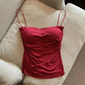 Women's Bra Stretch Women's Beach Everyday Casual Tank Top New Women's Halter Top Summer Korean Style Trend Fashion Built-In