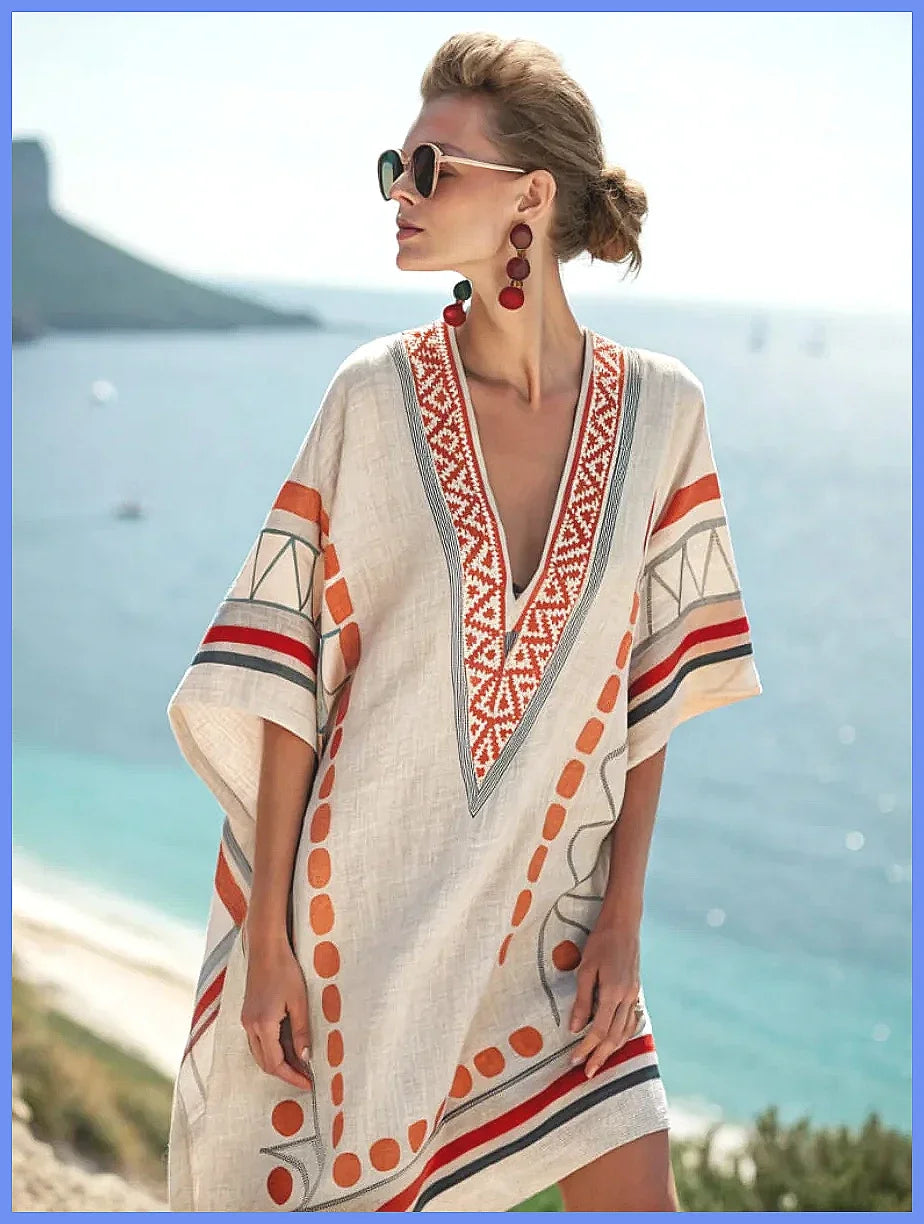 Women's 2025 Summer V-Neck Floral Print Loose Beach Dress, Casual Holiday Maxi Vestidos De Verano(72 characters)