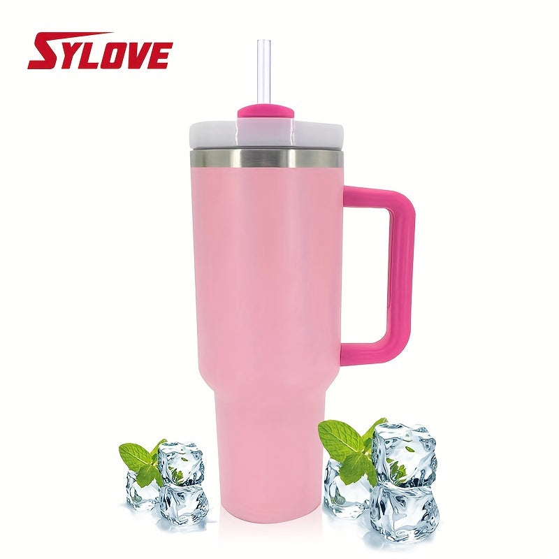 SLOVE 40oz Stainless Steel Tumbler With Handle And Straw, Insulated Sports Water Bottle For Men And Women, Keep Warm Or Cold, Coffee Cup - Perfect Gift