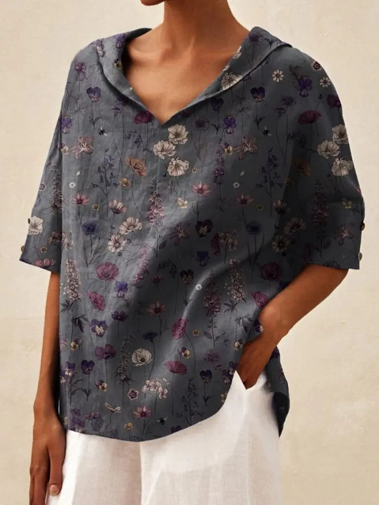 Women's Loose V-Neck Cotton Linen Shirt 2026, Casual Elegant Summer Blouse Office Wear (Characters: 68)