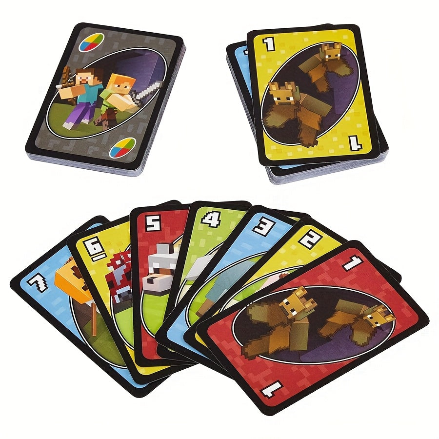112pcs UNO Minecraft Edition Cards - Fun Multiplayer Card Game with Exclusive Minecraft Artwork, Creeper & Zombie Designs, Perfect for Social Gatherings, Parties & Events, Card Game Accessories, Party Game Cards, Vibrant Card