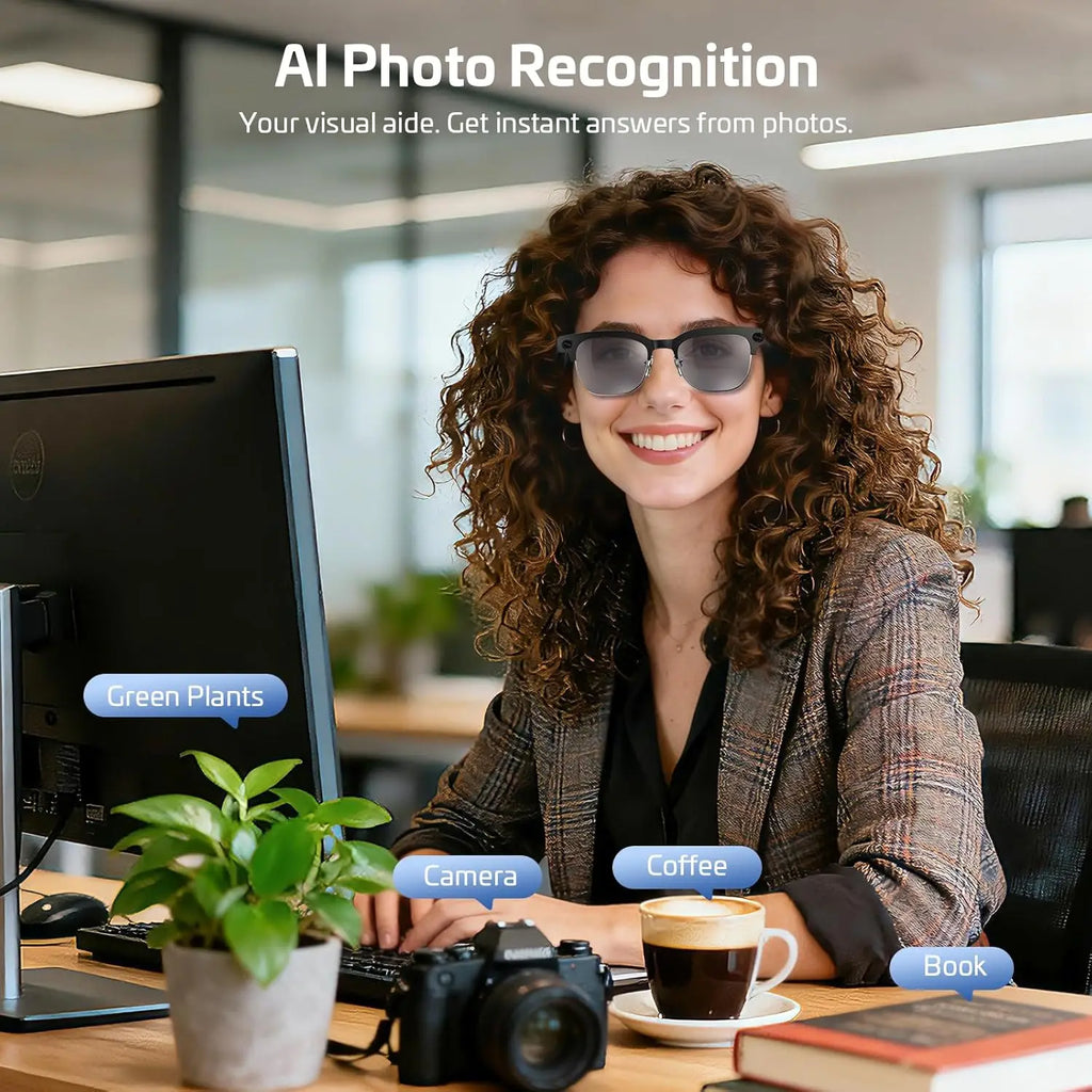 AI Smart Glasses with 8MP 4K Camera, Voice Control, Bluetooth Translation, IP67 Waterproof for Business & Outdoor Use