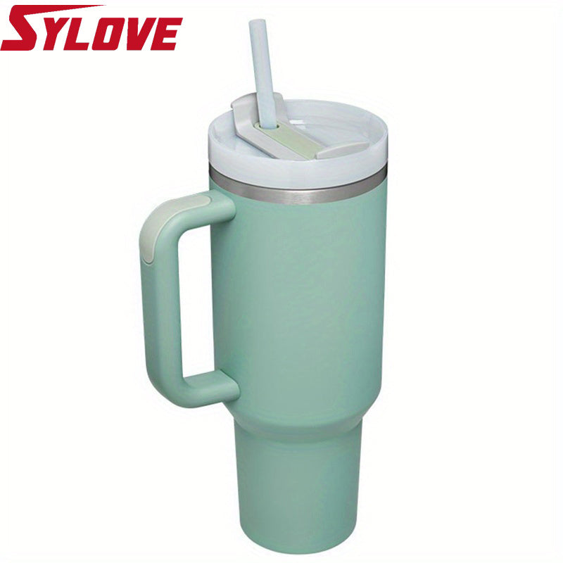 SLOVE 40oz Stainless Steel Tumbler With Handle And Straw, Insulated Sports Water Bottle For Men And Women, Keep Warm Or Cold, Coffee Cup - Perfect Gift