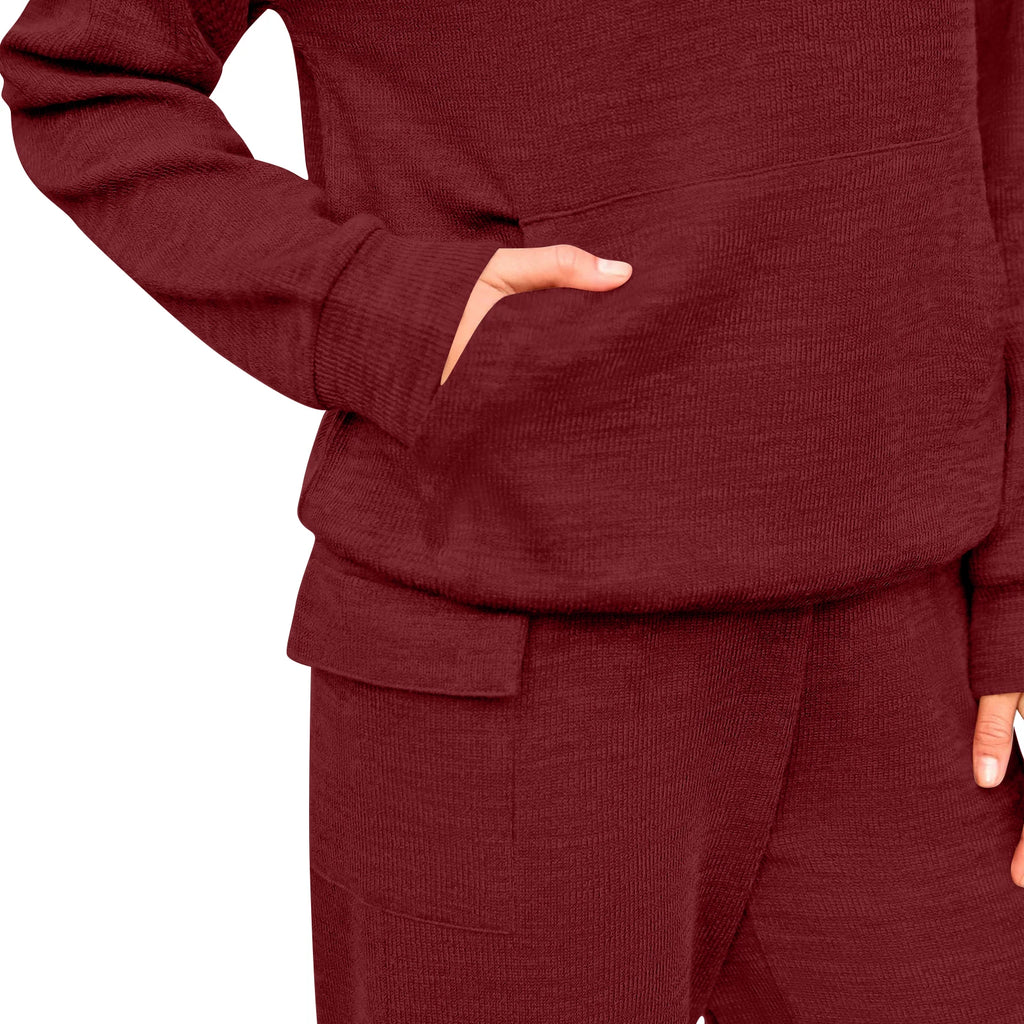 Relaxed Stylish Women Two Piece Set Hoodie Popular Cargo Pocket Wide Leg Pants Trendy Loose Fit Comfy Casual Lounge Outfit