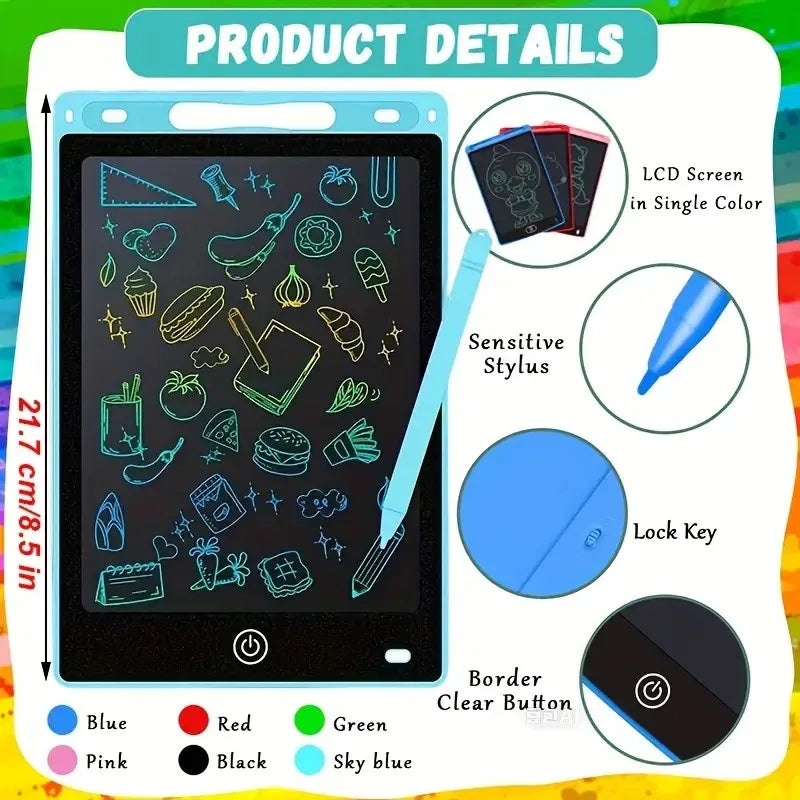 8.5inch High-Definition Screen Writing Tablet, Colorful Line Drawing Board, One-Touch Erasing, Impromptu Creative Drawing Board, Perfect for School Gifts, Holiday Gifts, Birthday Gifts.