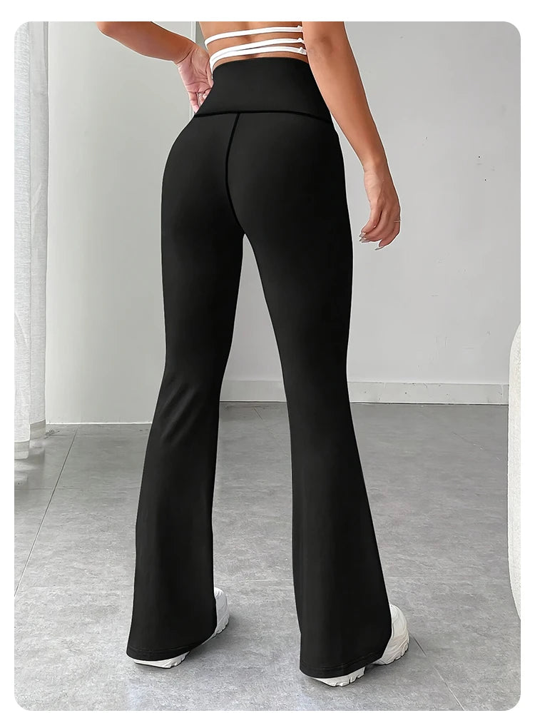 Women High Waist Flared Yoga leggings Black Bootcut Workout Leggings Stretchy breathable Casual Trousers for Gym Yoga Daily Wear