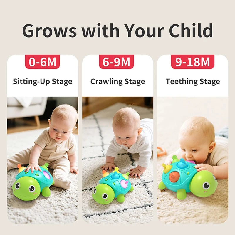 【BS】Baby Toys 6–12 Months, Musical Turtle Infant Toy, Teething Toy With Light Up For Babies, Early Learning Educational Toy