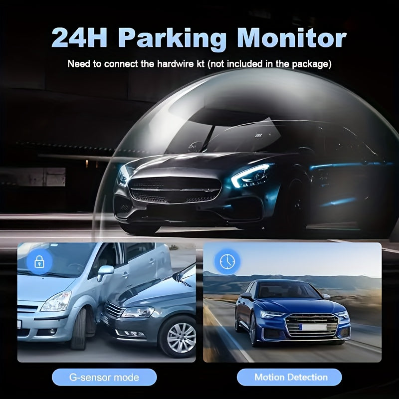 1pc BCUOZ 4-Lens HD Dash Cam, Full Car DVR Recorder with 2" LCD Display, Night Vision, Loop Recording, Motion Detection, Driver Side Auto Orientation, 5V Plug-in, Push Button Control, 1080p Video, 150mAh Rechargeable Battery,