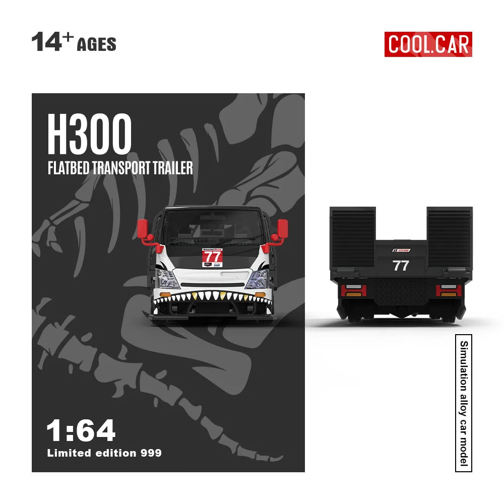 Cool Car 1:64 H300 Flatbed Transport Trailer Black Dragon 77 Simulation Alloy Car Model for Collection&Display&Gift