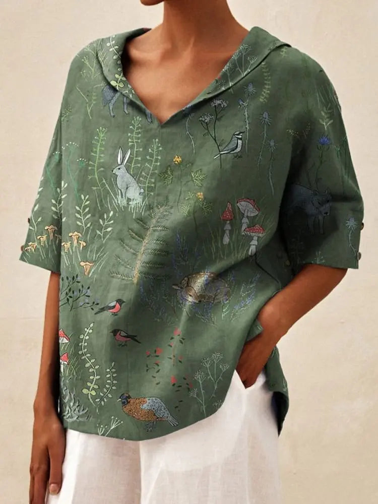 Women's Loose V-Neck Cotton Linen Shirt 2026, Casual Elegant Summer Blouse Office Wear (Characters: 68)