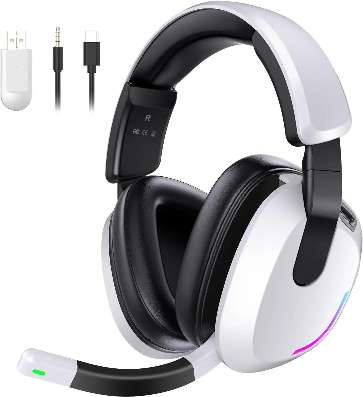 Wireless Gaming Headset for PS5 PS4 PC Switch Mac - RGB Over-Ear with Noise Cancelling Mic, 60H Playtime, 7.1 Surround Sound