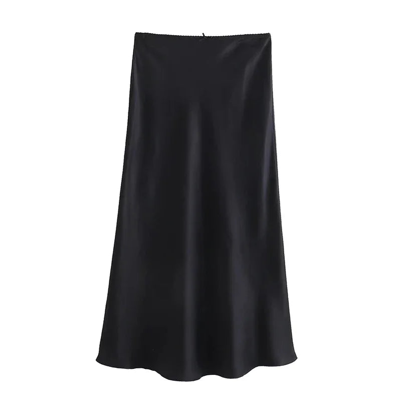 Acetic Satin Fishtail Skirt Woman Korean Fashion Elastic High Waist Skirts for Women Spring/Summer 2024 New Chic Lady Skirts