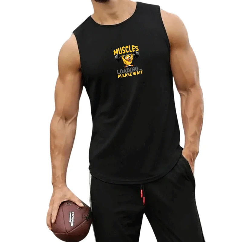 Men's European Size 2 Piece Beach Vest and Shorts Set Summer Casual Trendy Sportswear for Outdoor Jogging Basketball Training