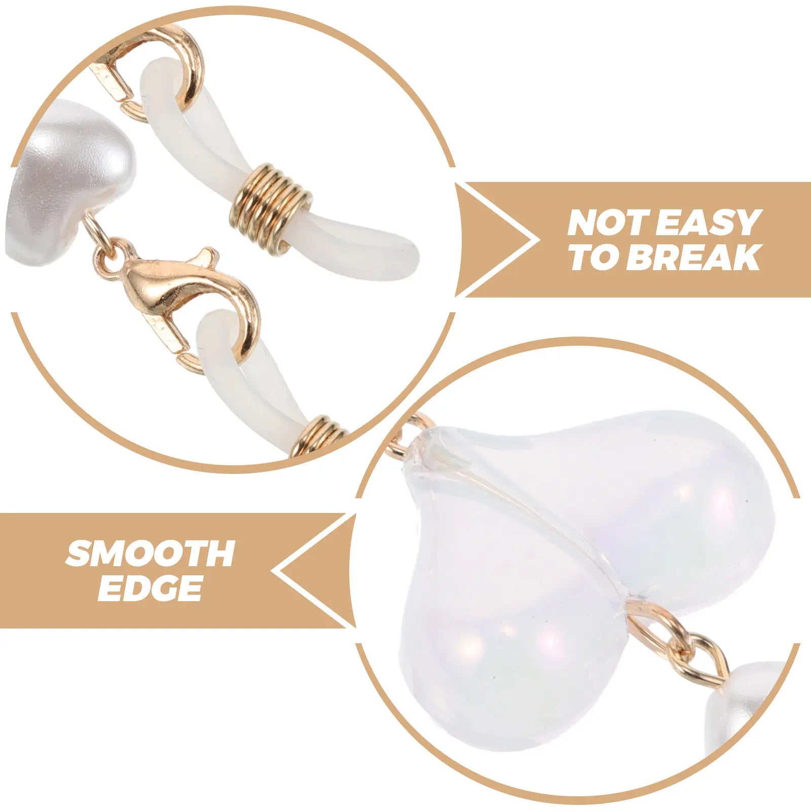 Heart Mask Chain Peach Heart Simulation Pearl Glasses Chain Adjustable Length Anti-Loss Strap for Mask Sunglasses Earphones