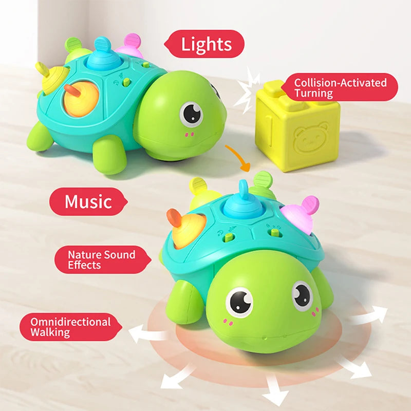 【BS】Baby Toys 6–12 Months, Musical Turtle Infant Toy, Teething Toy With Light Up For Babies, Early Learning Educational Toy