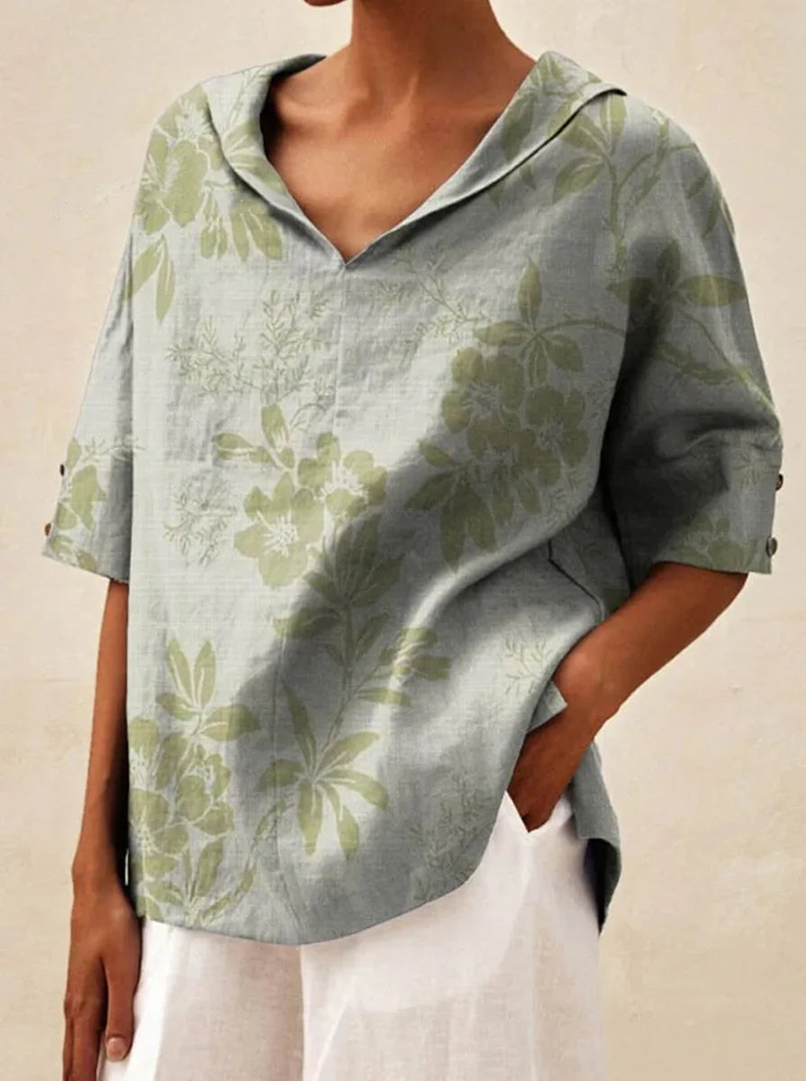Women's Loose V-Neck Cotton Linen Shirt 2026, Casual Elegant Summer Blouse Office Wear (Characters: 68)