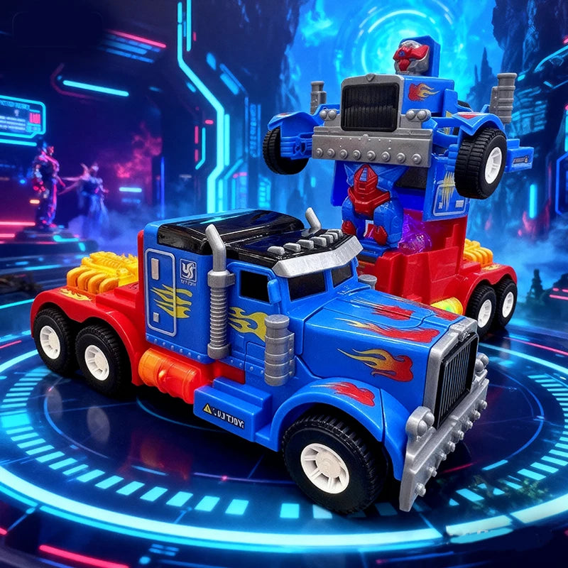 Children's universal walking toy tractor deformation robot, sound and light, automatic deformation, perfect gift for babies