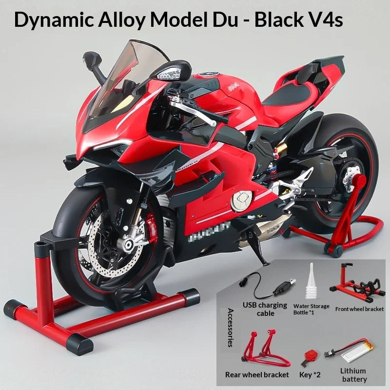 XLG 1:7 Ducati Panigale V4S Motorcycle Model - Alloy Die-Cast with Smoke Effect & Light/Sound Official Licensed Collector‘s Gift