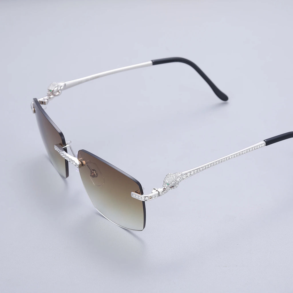 Mosangnai Personalized Iced Out Luxury Brand CTR Sunglasses Eyewear With Moissanite Diamonds For Men Women