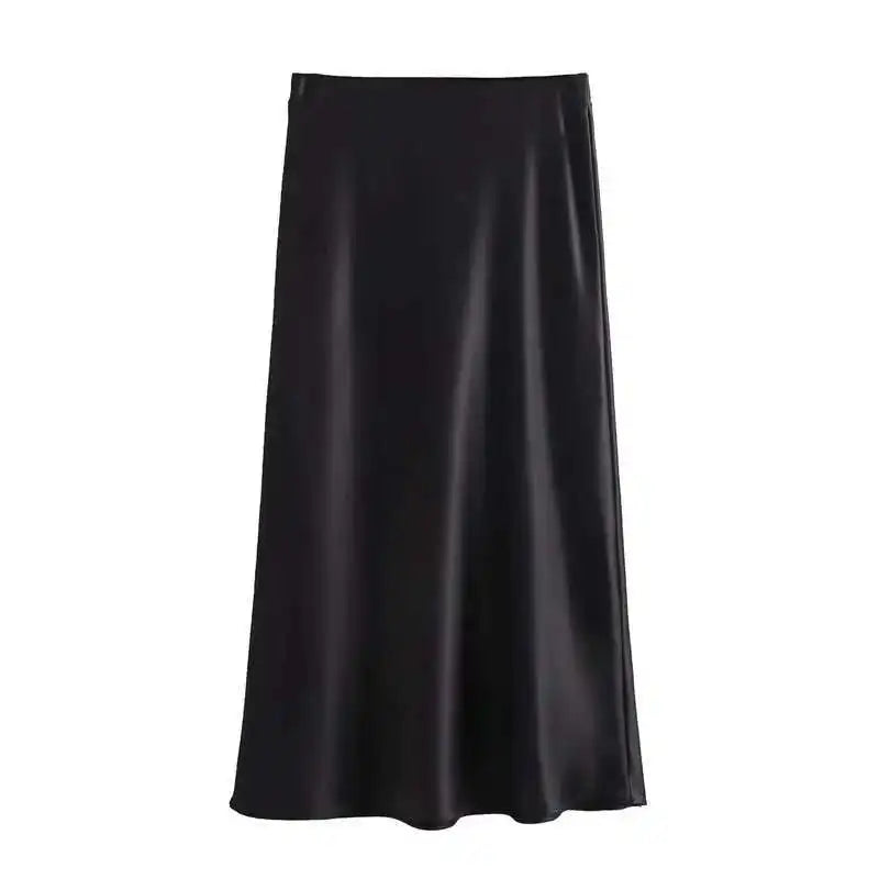 Acetic Satin Fishtail Skirt Woman Korean Fashion Elastic High Waist Skirts for Women Spring/Summer 2024 New Chic Lady Skirts