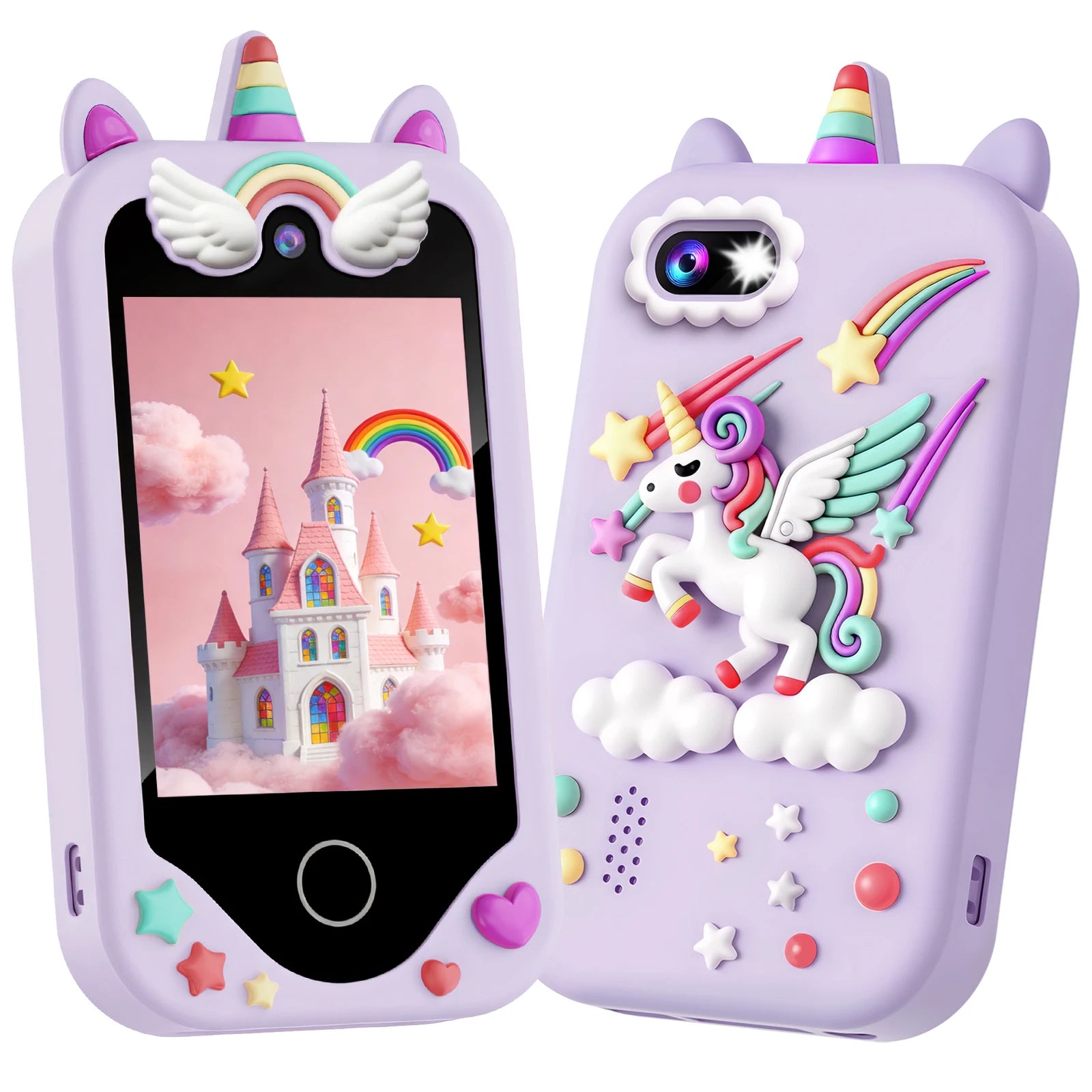 Kids phone Touchscreen operation, 48MP camera, supports 1080P HD video recording Equipped with a 64GB memory card and card reade