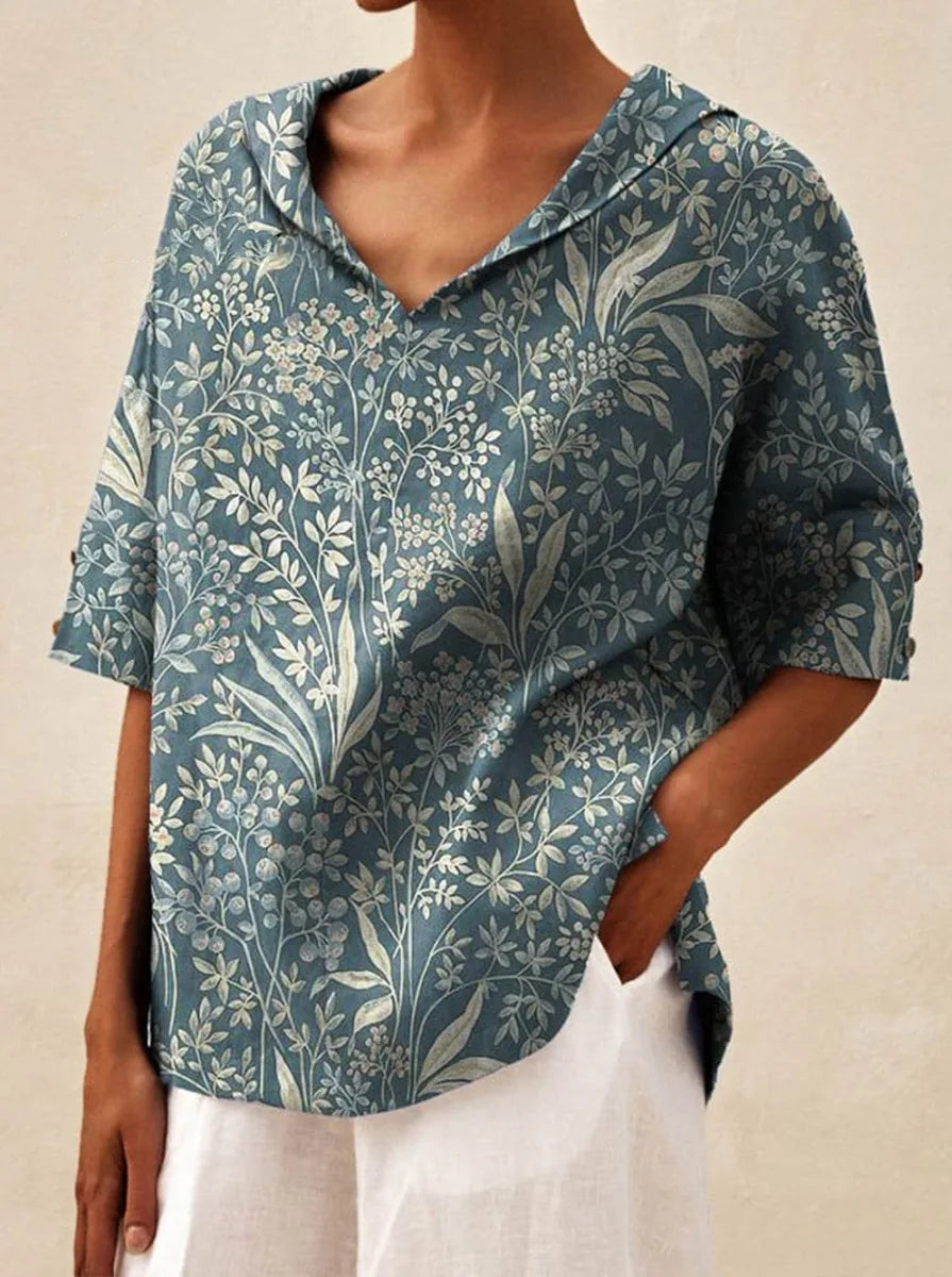 Women's Loose V-Neck Cotton Linen Shirt 2026, Casual Elegant Summer Blouse Office Wear (Characters: 68)